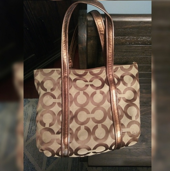 Coach Poppy OP Art Glam Tote Shoulder Bag.👜 - Picture 2 of 8